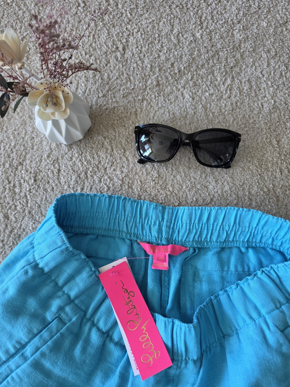 Lilly Pulitzer Turquoise Shorts with Pink Label